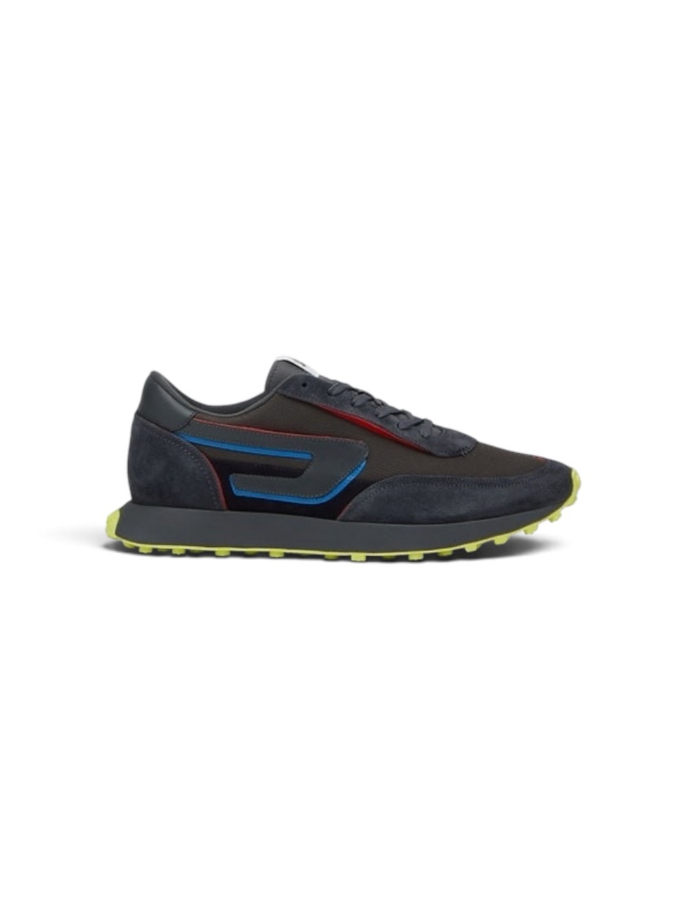 Diesel S-Racer LC Low Top Sneakers Grey Mesh Red Piping Lime Sole Size 11 US